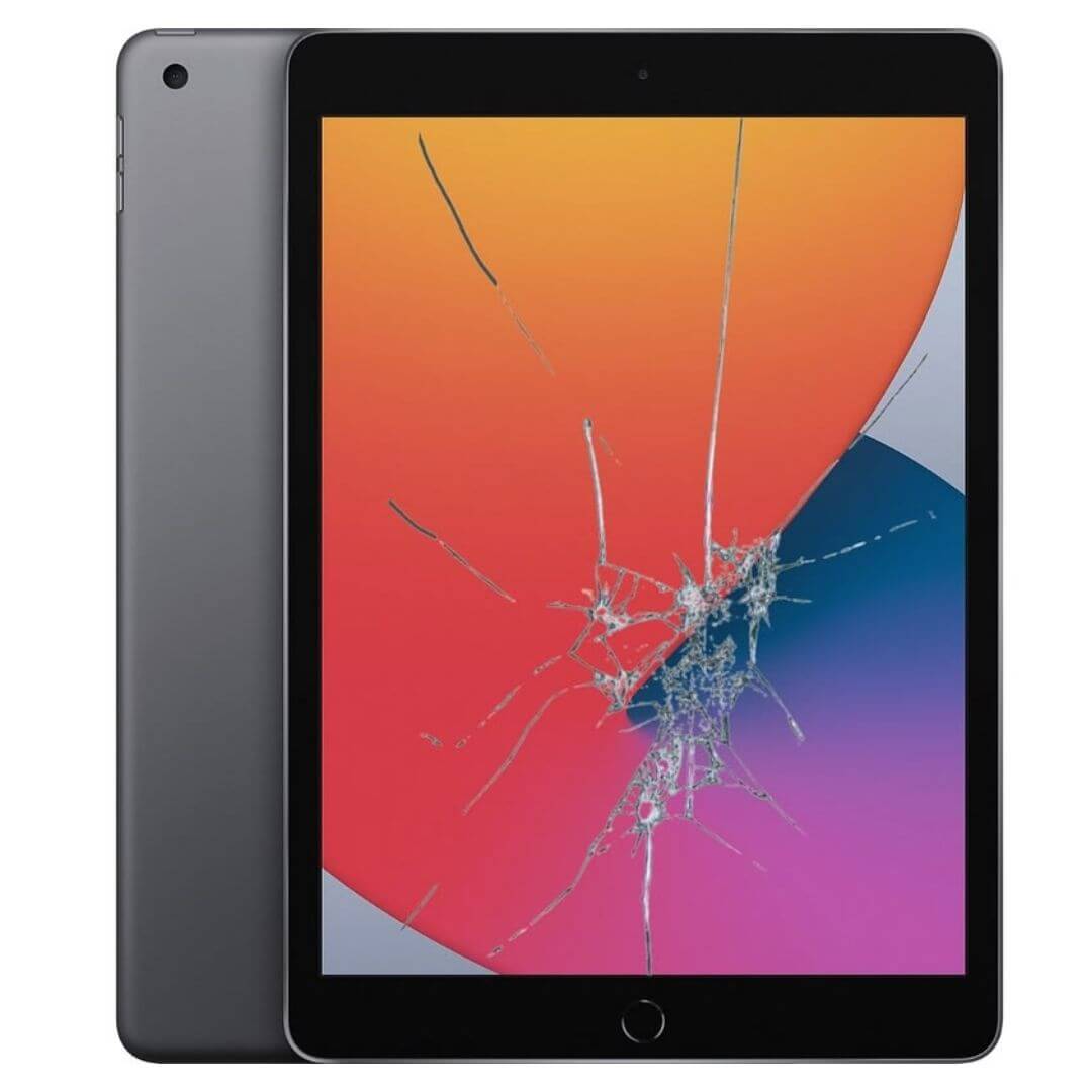 Before: cracked tablet screen