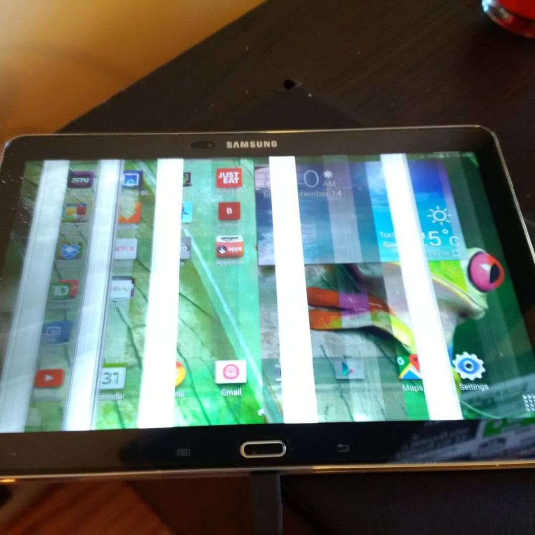 Before: water-damaged tablet board